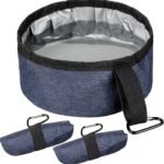 Meanplan 2 Pack 40 oz Portable Travel Dog Bowl, Dark Blue