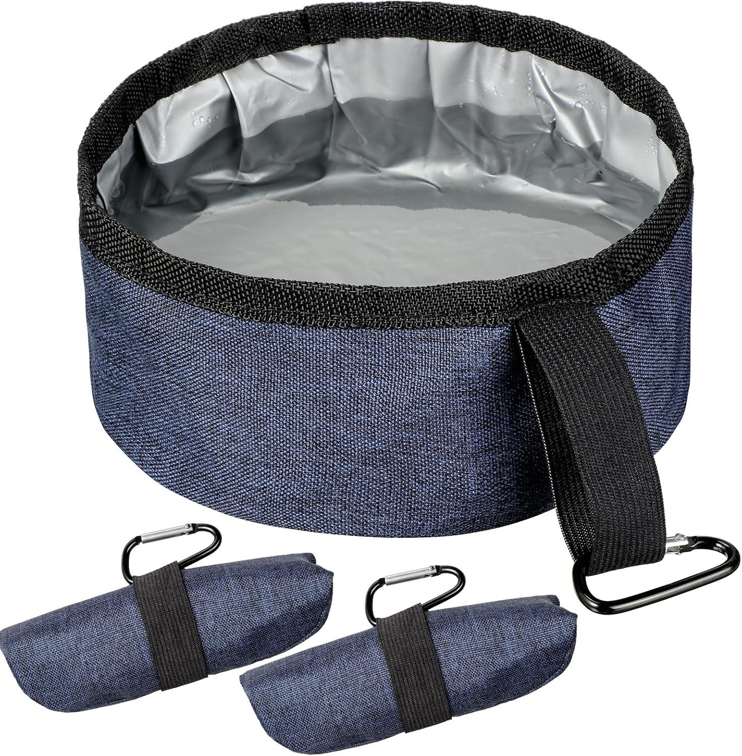 Meanplan 2 Pack 40 oz Portable Travel Dog Bowl, Dark Blue Meanplan 2 Pack 40 oz Portable Travel Dog Bowl, Dark Blue
