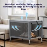 Medium Elevated Dog Crate with Removable Cover, Stainless Steel Dog Kennel - Image 2