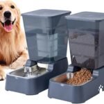 Meikuler Pets Auto Feeder 5.2L,Food Feeder and Water Dispenser Set for Medium & Large Dogs Cats and Pets Animals (Navy)