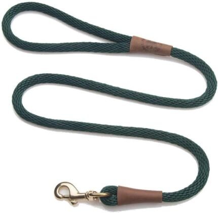 Mendota Pet Snap Leash – British-Style Braided Dog Lead, Made in The USA – Hunter Green, 1/2 in x 6 ft – for Large Breeds