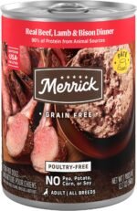 Merrick Grain Free Canned Dog Food, Beef Lamb Bison, 12.7 oz, Pack of 12