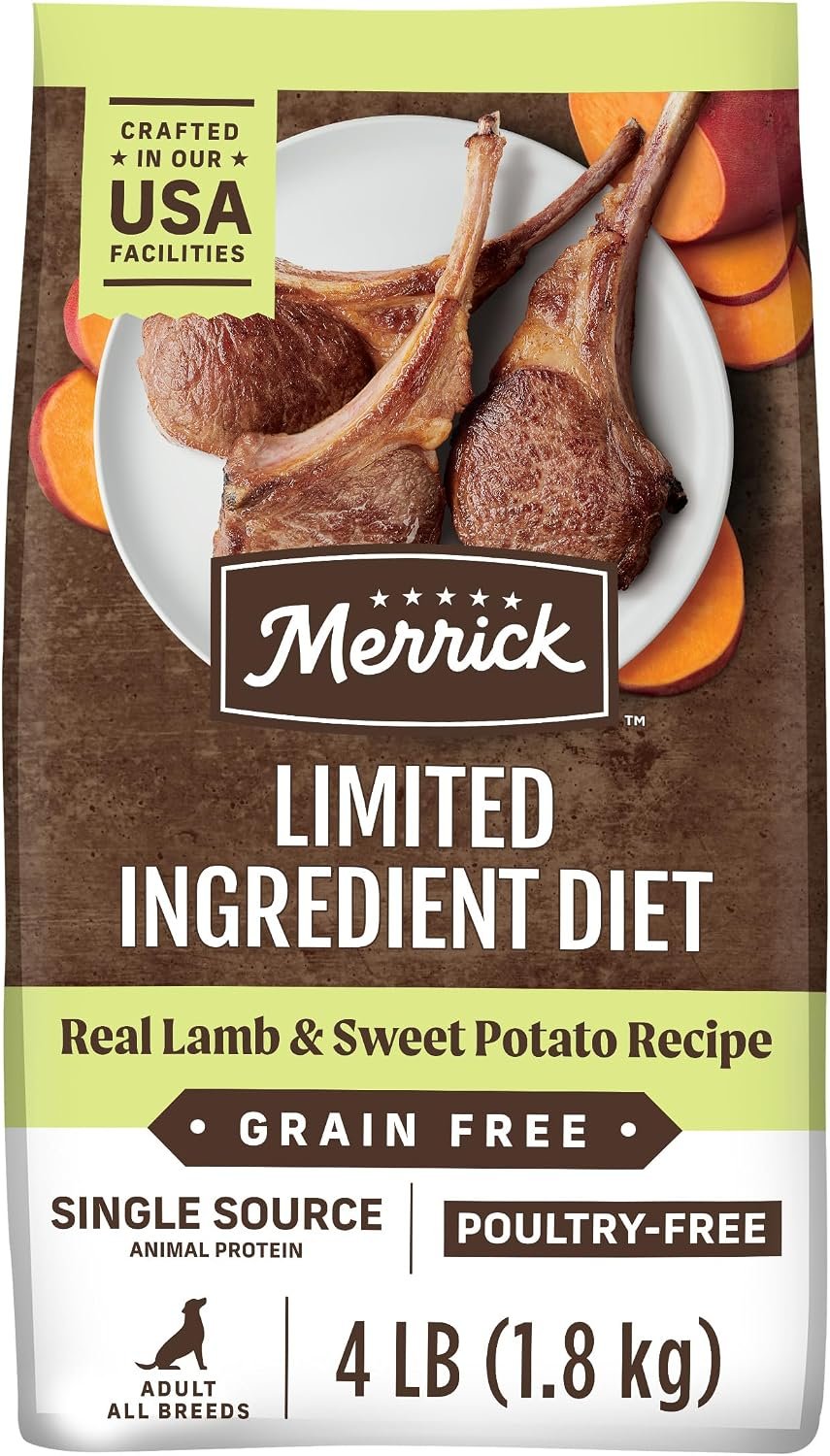 Merrick Limited Ingredient Lamb Sweet Potato Dry Dog Food, 4 lb Bag Merrick Limited Ingredient Lamb Sweet Potato Dry Dog Food, 4 lb Bag