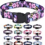 Mihqy Dog Collar for Large Dogs, Fashion Design, Floral Pink,L