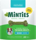 Minties Mint Dental Chews for Dogs, Medium Breeds 25-50 lbs, 17 Count