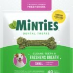 Minties Mint Dental Chews for Dogs, Small Breeds 5-25 lbs, 34 Count