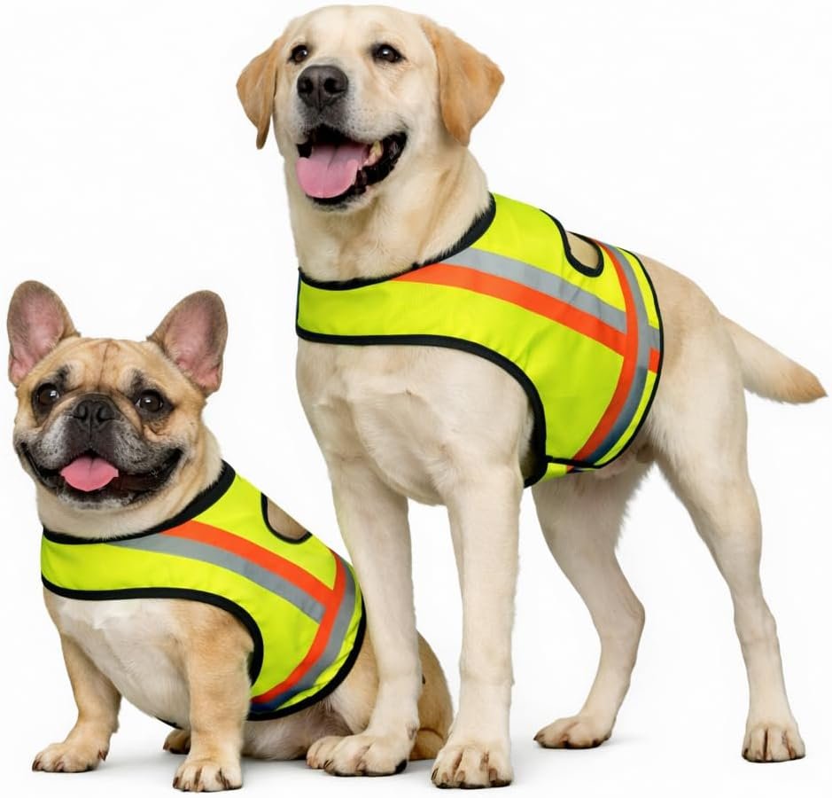 Miyake Reflective Dog Vest, High Visibility Dog Safety Vest for Night Walking, Dog Hunting Vest for Outdoor, Hi-Vis Fluorescent Yellow Miyake Reflective Dog Vest, High Visibility Dog Safety Vest for Night Walking, Dog Hunting Vest for Outdoor, Hi-Vis Fluorescent Yellow
