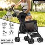 MoNiBloom Pet Stroller for Small/Medium Dogs and Cats up to 22 lbs, Black - Image 2