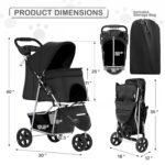 MoNiBloom Pet Stroller for Small/Medium Dogs and Cats up to 33 lbs, Black - Image 2