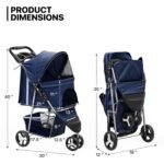 MoNiBloom Pet Stroller for Small/Medium Dogs and Cats up to 33 lbs, Blue - Image 2