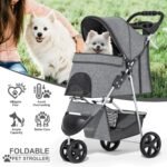 MoNiBloom Pet Stroller for Small/Medium Dogs and Cats up to 33 lbs, Gray - Image 2