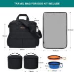 Modoker Weekend Dog Travel Bag Set with 2 Food Bags, 2 Bowls and Mat, Black - Image 2