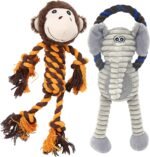 Monkey Rope Dog Toy, Plush Elephant Squeaky Dog Toy, 2 Pack