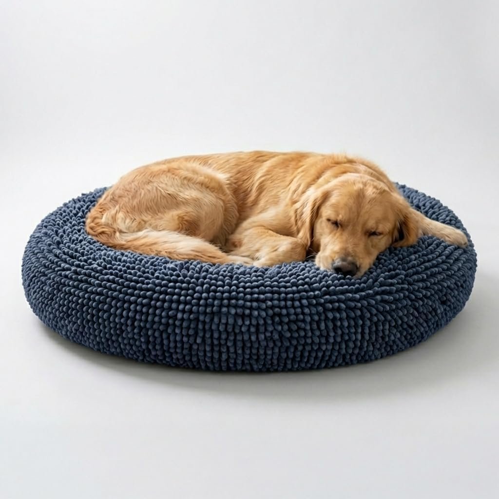 Muddy Mat® Cloud K-9 Bed for Dogs & Cats, Soft & Relaxing Donut Dog Bed, Chenille Material, Removable Cover, Washable & Dryer Safe–Navy Blue Large(40’x40′) Muddy Mat® Cloud K-9 Bed for Dogs & Cats, Soft & Relaxing Donut Dog Bed, Chenille Material, Removable Cover, Washable & Dryer Safe–Navy Blue Large(40’x40′)