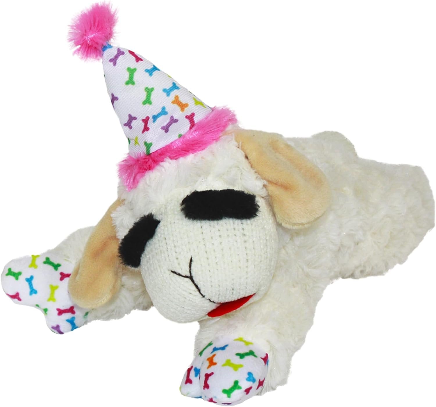 Multipet Lamb Chop Dog Plush Toy with Birthday Hat – Squeaky Dog Toy Multipet Lamb Chop Dog Plush Toy with Birthday Hat – Squeaky Dog Toy