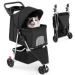 NEWBULIG Foldable 3 Wheel Pet Stroller for Medium Dogs and Cats