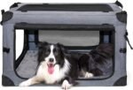 NEZUC Collapsible Dog Crates for Large Dogs Portable Soft Sided Travel Dog Carrier for Indoor & Outdoor, 4-Door Foldable Pet Kennel with Durable Mesh Windows (Gray, 24.0" L x 17.0" W x 17.0")