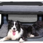 NEZUC Collapsible Dog Crates for Large Dogs Portable Soft Sided Travel Dog Carrier for Indoor & Outdoor, 4-Door Foldable Pet Kennel with Durable Mesh Windows (Gray, 24.0″ L x 17.0″ W x 17.0″)