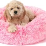 NOYAL Donut Dog Bed for Small Medium Pets, Plush Calming Faux Fur