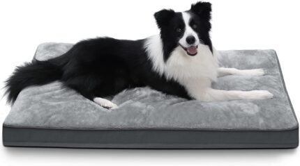NUPIDA Large Plush Dog Bed for Crate with Washable Cover, 35x22, Grey