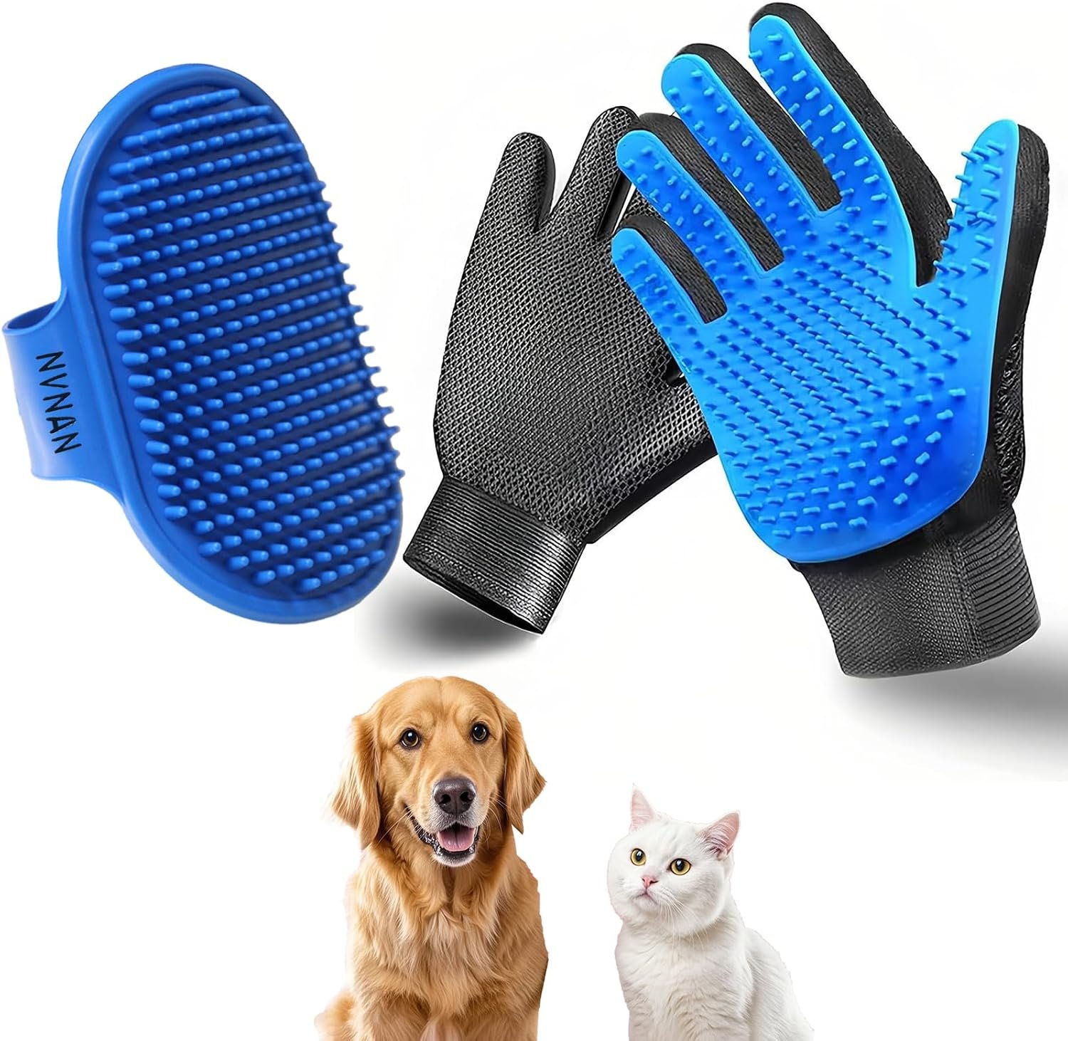 NVNAN Cat & Dog Grooming Glove and Curry Brush Set NVNAN Cat & Dog Grooming Glove and Curry Brush Set