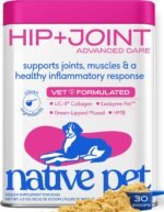 Native Pet Hip & Joint Advanced Care Dog Joint Supplement Powder for Mobility & Movement Support, Joint Supplement for Dogs with HMB, UC-II Collagen, Green Lipped Mussel & Hyaluronic Acid – 30 Scoops