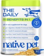 Native Pet The Daily Dog Vitamins & Supplements - 11-in-1 Multivitamin for Dogs - Daily Powder Supplement with Probiotics, Collagen - 30 Scoops