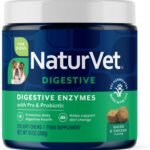 NaturVet Digestive Enzymes with Pre & Probiotic Dog Supplement – 120 Count