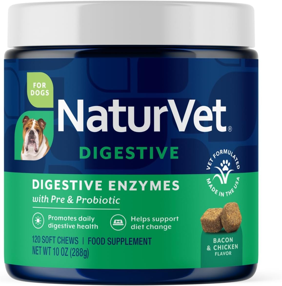 NaturVet Digestive Enzymes with Pre & Probiotic Dog Supplement – 120 Count NaturVet Digestive Enzymes with Pre & Probiotic Dog Supplement – 120 Count