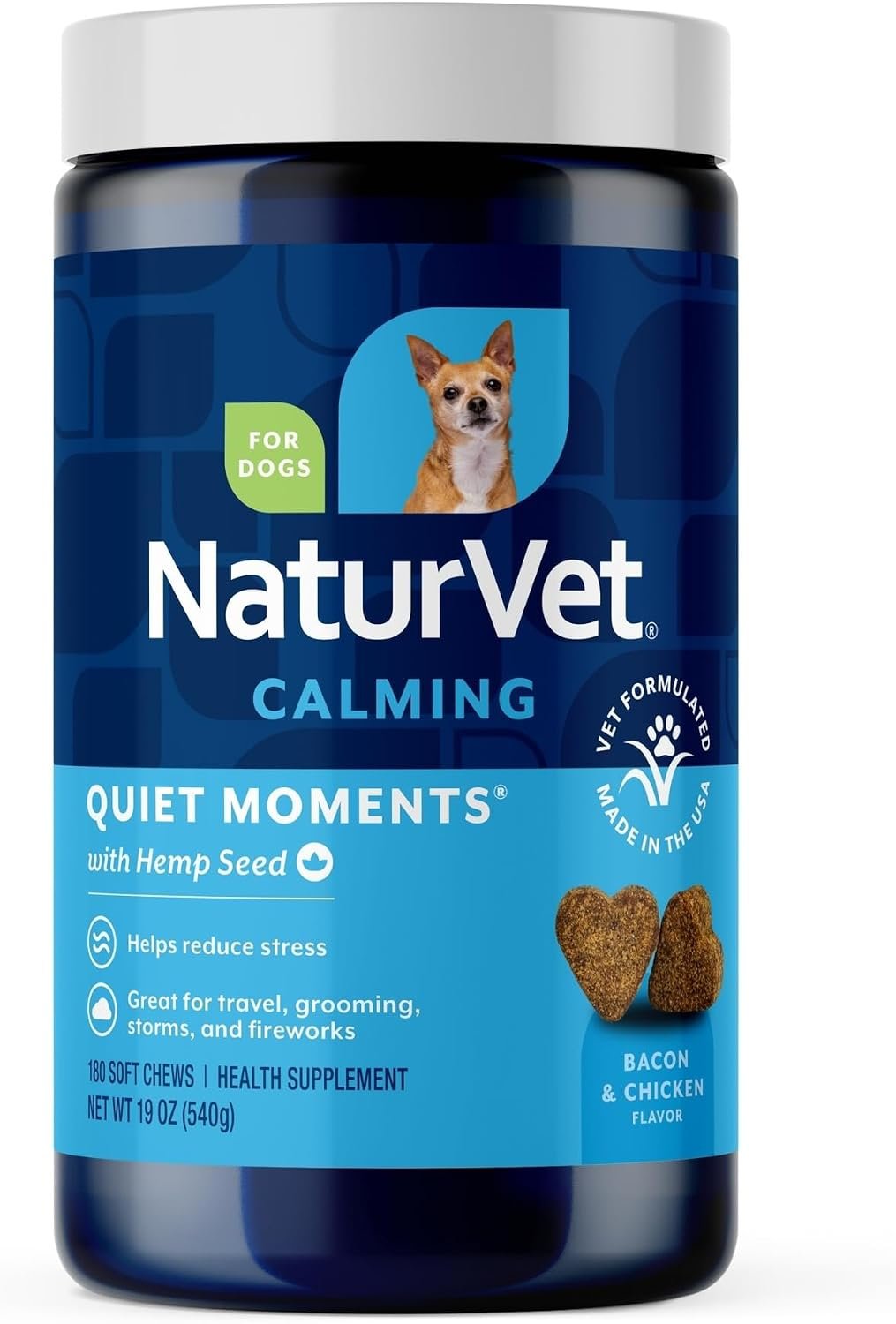 NaturVet Quiet Moments Calming Plus Hemp Dog Supplement – 180 Soft Chews NaturVet Quiet Moments Calming Plus Hemp Dog Supplement – 180 Soft Chews