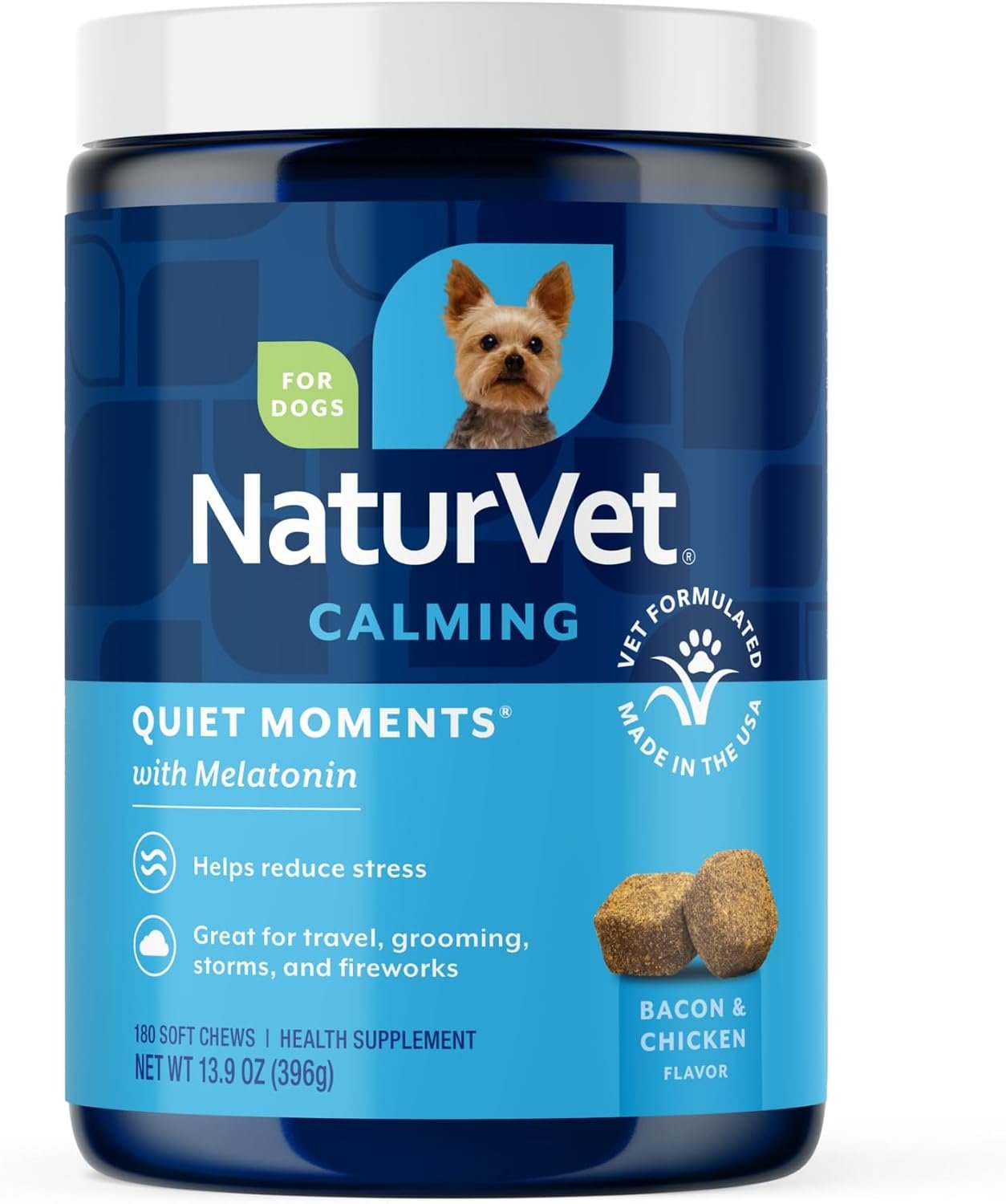 NaturVet Quiet Moments Calming with Melatonin Dog Supplement – 180 Count NaturVet Quiet Moments Calming with Melatonin Dog Supplement – 180 Count