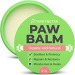 Natural Lick Safe Dog Paw Balm – 100% Organic Dog Paw Pad Balm Protector, Moisturizer & Soother for Dry Cracked Paws, Hot Pavement, Winter – Heals, Repairs & Restores – Coconut Oil, Shea Butter (2oz)