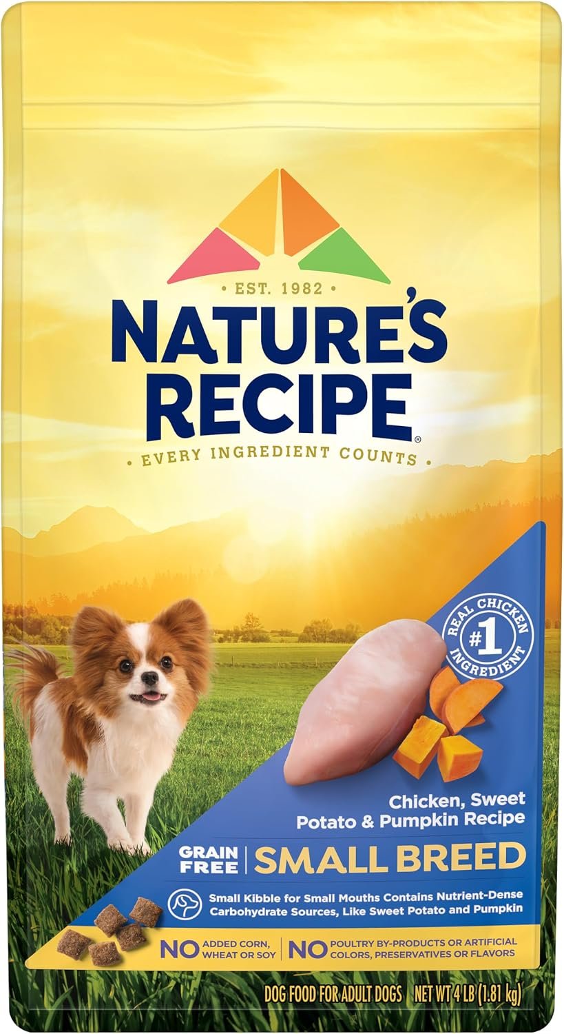 Nature’s Recipe Grain Free Small Breed Dry Dog Food, Chicken, Sweet Potato & Pumpkin Recipe, 4 lb. Bag Nature’s Recipe Grain Free Small Breed Dry Dog Food, Chicken, Sweet Potato & Pumpkin Recipe, 4 lb. Bag
