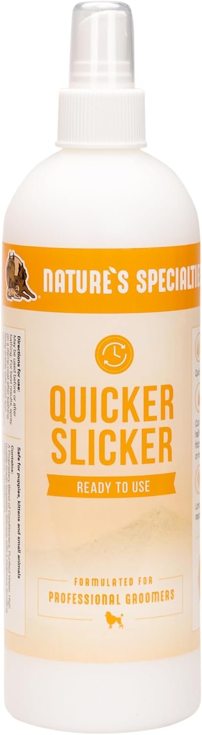 Nature’s Specialties Quicker Slicker Ready to Use Detangling and Conditioning Spray, Natural Choice for Professional Groomers, Helps Restore Moisture, Made in USA, 16 oz