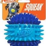 Nerf Dog 3.7in TPR 3-Part Spike Squeak Ball Dog Toy – Dark Blue/Light Blue