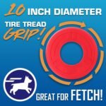 Nerf Dog Atomic Flyer Outdoor Dog Toy, 10 Inch Flying Disc Dog Fetch Toy, Rubber Dog Toy for Medium Dogs and Large Dogs, Red - Image 2