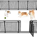 New Thickened Version Dog Playpen, 32 Inch Dog Fences for The Yard, Portable Outdoor Dog Playpen for Large/Medium/Small Dogs, Foldable Metal Dog Dlaypen, with Doors (16 Panels, 32 Inch)