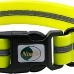 Nimble Reflective Waterproof Dog Collar Adjustable Odor Resistant Easy Clean Pet Collar for Small Medium Large Dogs Night Walking Outdoor Rainy Use (Large (15.35”-24.8”inches), Fluorescent Yellow)