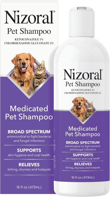 Nizoral Ketoconazole Pet Shampoo, 16 Oz, Chlorhexidine, Dogs & Cats