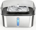 No Spill Dog Water Fountain Stainless Steel, Large 8L/2.1Gal Ultra Quiet