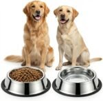 No-tip Stainless Steel Dog Bowls, 34oz, 2-Pack