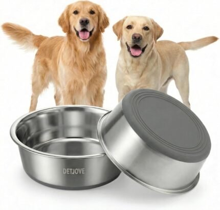 Non-Slip Stainless Steel Dog Bowls, 57.5 oz / 7 Cup, 2 Pack