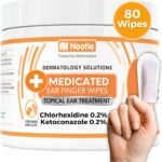 Nootie Medicated Ear Finger Wipes with Chlorhexidine for Dogs, Made in USA