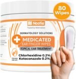 Nootie Medicated Ear Finger Wipes with Chlorhexidine for Dogs, Made in USA