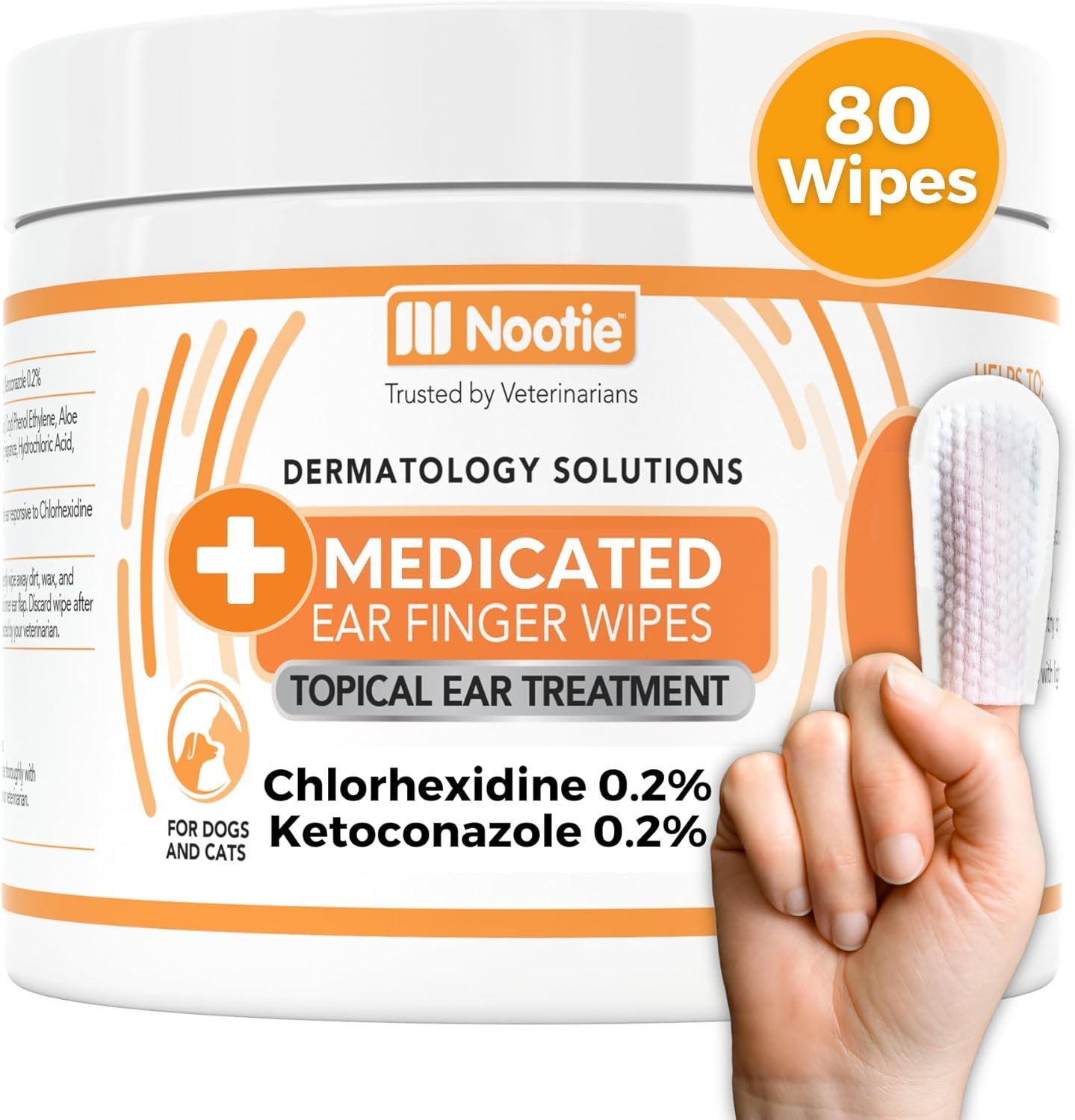 Nootie Medicated Ear Finger Wipes with Chlorhexidine for Dogs, Made in USA Nootie Medicated Ear Finger Wipes with Chlorhexidine for Dogs, Made in USA