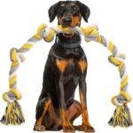 Norvy XXL 6-Knot Dog Rope Toy for Large Dogs Aggressive Chewers 40in Long Heavy Duty Rope Toy Almost Durable Dog Tug Toy Puppy Cotton