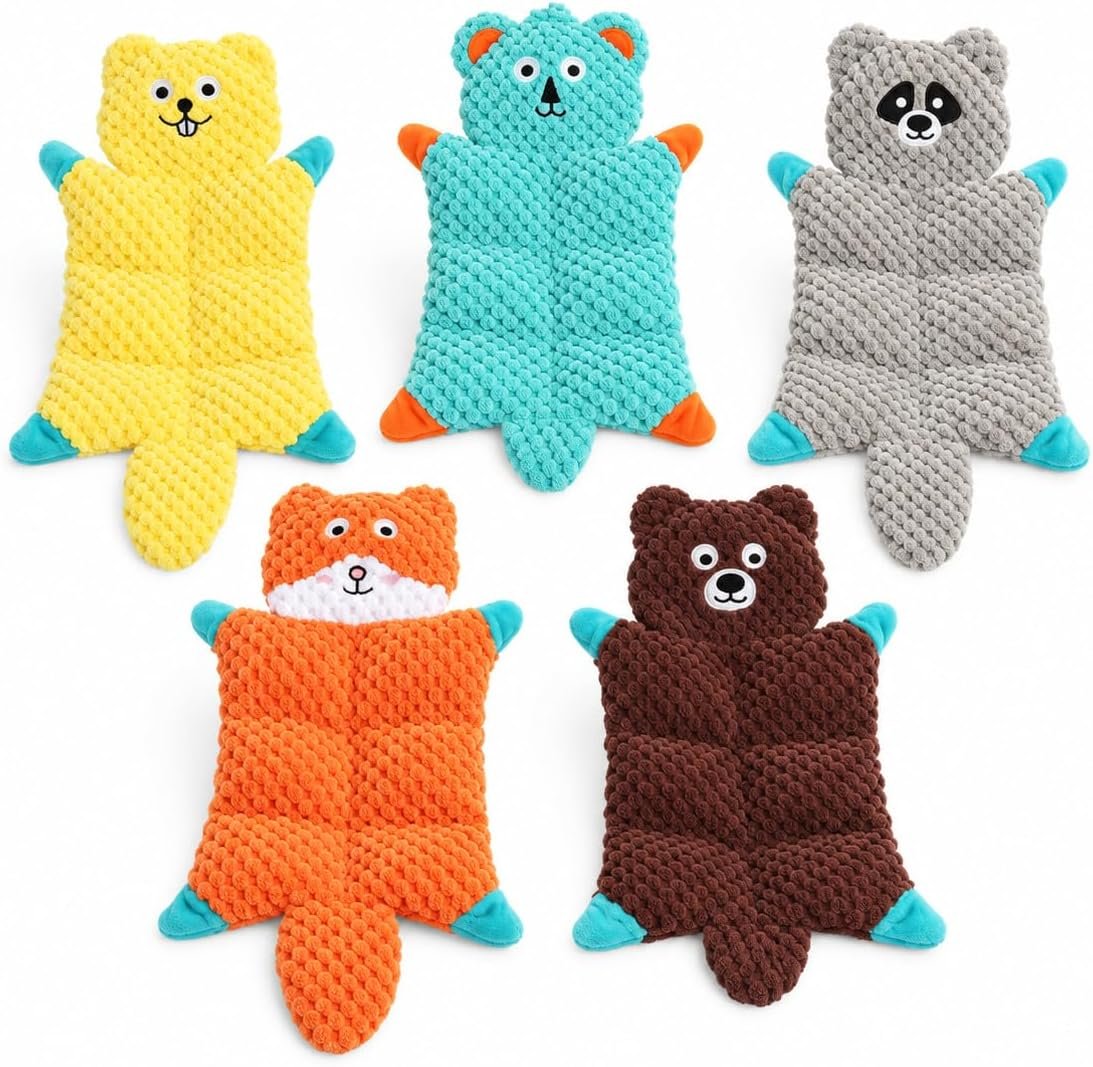 Not Stuffing Dog Toys, Soft Plush Animal Toys for Dogs,5 Pack Durable Stuffless Chew Toys for Small & Medium Dogs, Interactive Toss Tug Cuddle Toys for Puppies Not Stuffing Dog Toys, Soft Plush Animal Toys for Dogs,5 Pack Durable Stuffless Chew Toys for Small & Medium Dogs, Interactive Toss Tug Cuddle Toys for Puppies