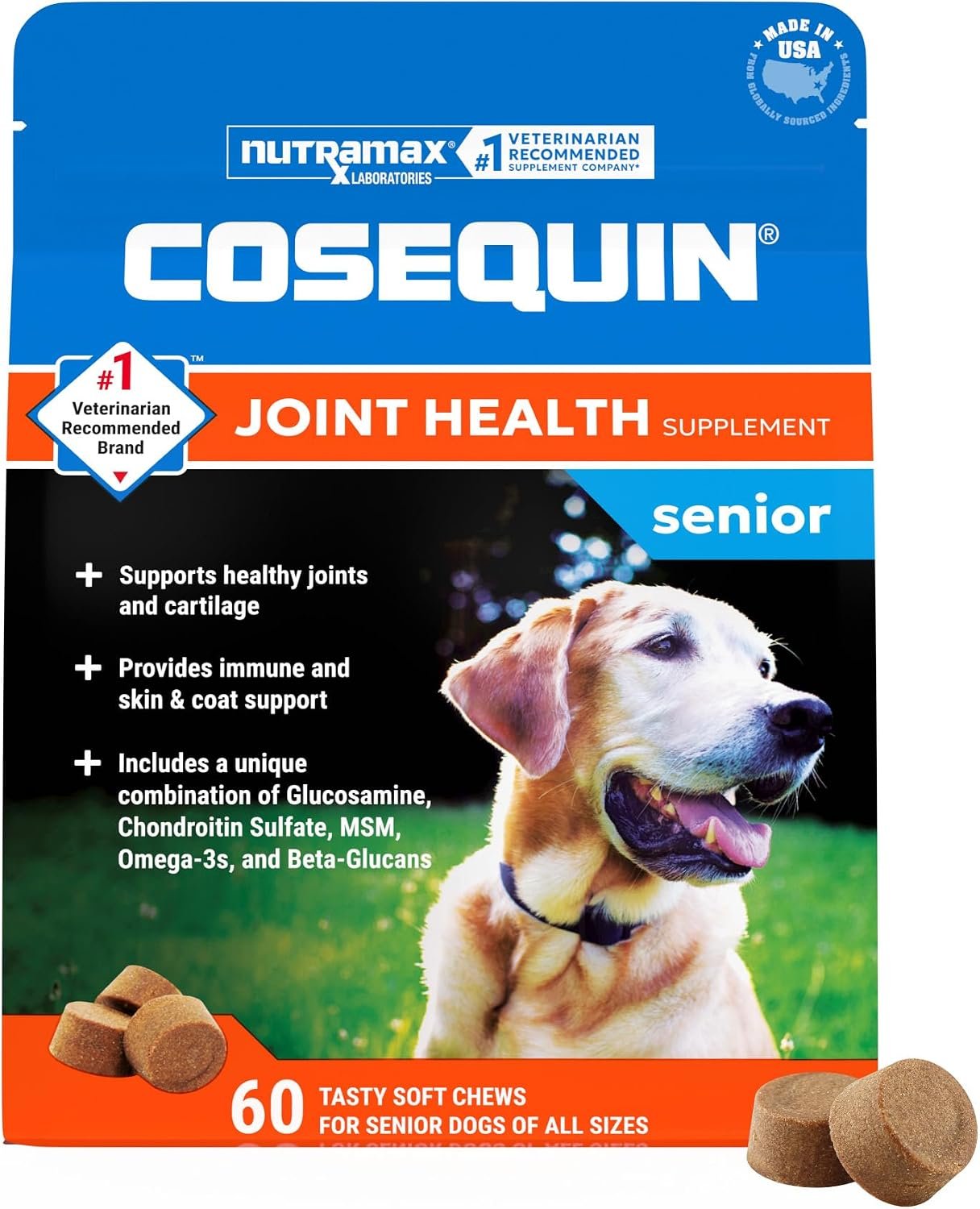 Nutramax Cosequin Dog Joint Supplement for Senior Dogs, Soft Chews, 60ct Nutramax Cosequin Dog Joint Supplement for Senior Dogs, Soft Chews, 60ct