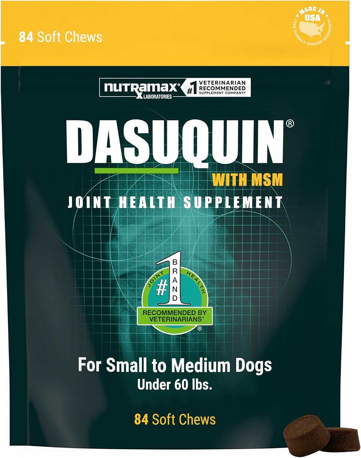 Nutramax Dasuquin MSM Joint Supplement, Small/Med Dogs, Soft Chews, 84ct Nutramax Dasuquin MSM Joint Supplement, Small/Med Dogs, Soft Chews, 84ct