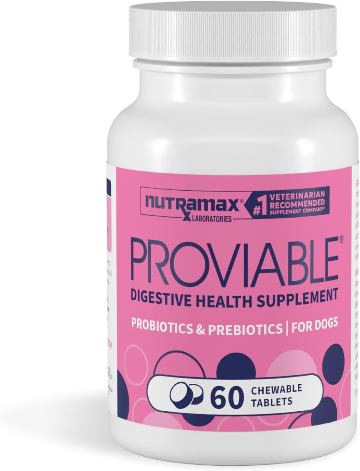 Nutramax Proviable Probiotics + Prebiotics for Dogs, Chewable Tablets, 60ct Nutramax Proviable Probiotics + Prebiotics for Dogs, Chewable Tablets, 60ct